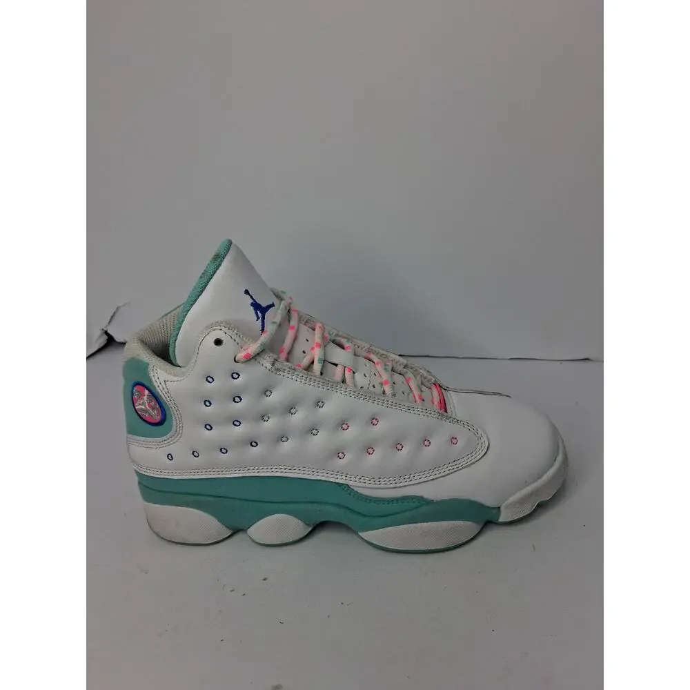 Air Jordan 13 GS Aurora Green Pink White Youth Basketball Shoes 439358-100 5Y